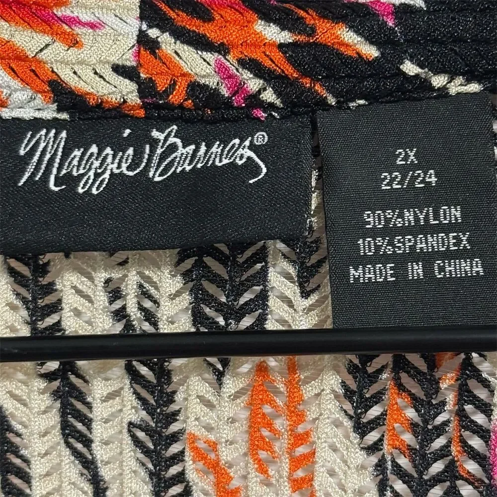 Maggie Barnes Duster 2X Abstract Animal Print Cardigan Sweater Orange Black Plus - Picture 7 of 7